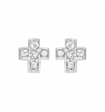 BOUCLES D'OREILLES TIGE ARGENT RHODIE CROIX DIM 6 X 5 MM OXYDES DE ZIRCONIUM SER
