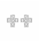 BOUCLES D'OREILLES TIGE ARGENT RHODIE CROIX DIM 6 X 5 MM OXYDES DE ZIRCONIUM SER