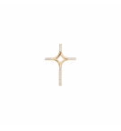 PENDENTIF CROIX ARGENT ET DORURE JAUNE AVEC OXYDES BLANCS SERTIS