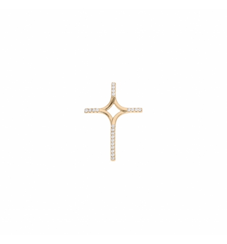PENDENTIF CROIX ARGENT ET DORURE JAUNE AVEC OXYDES BLANCS SERTIS PENDENTIF CROIX ARGENT ET DORURE JAUNE AVEC OXYDES BLANCS SERTIS