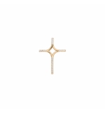 PENDENTIF CROIX ARGENT ET DORURE JAUNE AVEC OXYDES BLANCS SERTIS