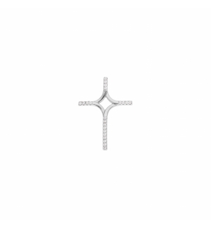 PENDENTIF CROIX ARGENT RHODIE AVEC OXYDES BLANCS SERTIS