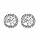 BOUCLES D'OREILLES TIGE ARGENT RHODIE ARBRE DE VIE OXYDES BLANCS SERTIS
