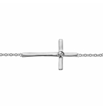 BRACELET ARGENT RHODIE CROIX COUCHEE 1 OXYDE BLANC 15,5+2CM
