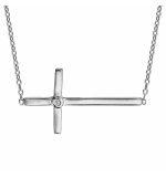 COLLIER ARGENT RHODIE CROIX COUCHEE 1 OXYDE BLANC 39,5+3CM 