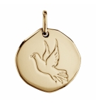 PENDENTIF PLAQUÉ OR GALET 18MM AVEC COLOMBE
