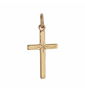 PENDENTIF CROIX PLAQUÉ OR DIAMANTE ETOILE dim 20x12 mm