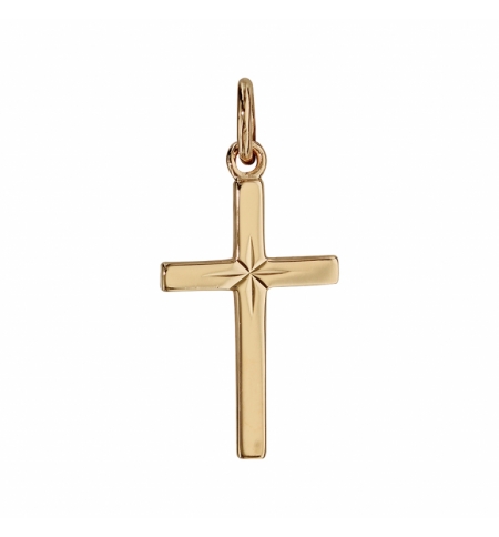 PENDENTIF CROIX PLAQUÉ OR DIAMANTE ETOILE dim 20x12 mm