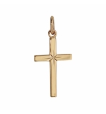 PENDENTIF CROIX PLAQUÉ OR DIAMANTE ETOILE dim 20x12 mm
