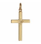 PENDENTIF CROIX PLAQUÉ OR GRAND MODELE DIAMANTE ETOILE