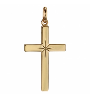 PENDENTIF CROIX PLAQUÉ OR GRAND MODELE DIAMANTE ETOILE