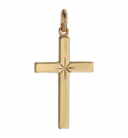 PENDENTIF CROIX PLAQUÉ OR GRAND MODELE DIAMANTE ETOILE PENDENTIF CROIX PLAQUÉ OR GRAND MODELE DIAMANTE ETOILE