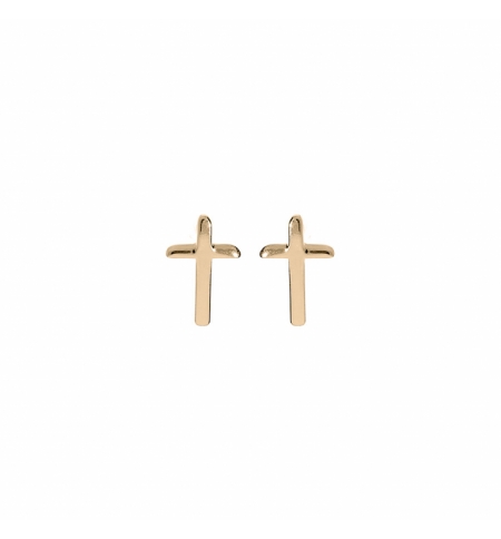 BOUCLES D'OREILLES TIGE PLAQUÉ OR CROIX 