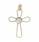 PENDENTIF PLAQUÉ OR CROIX CABOCHON NACRE VÉRITABLE