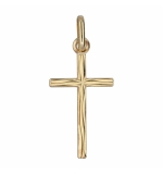 PENDENTIF PETITE CROIX PLAQUÉ OR "GRAVURE ASPECT BOIS"