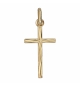 PENDENTIF PETITE CROIX PLAQUÉ OR "GRAVURE ASPECT BOIS"