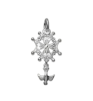PENDENTIF CROIX HUGUENOTE ARGENT RHODIÉ 