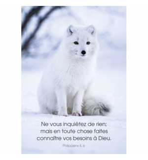 Carte Avec Verset Renard arctique sur la neige