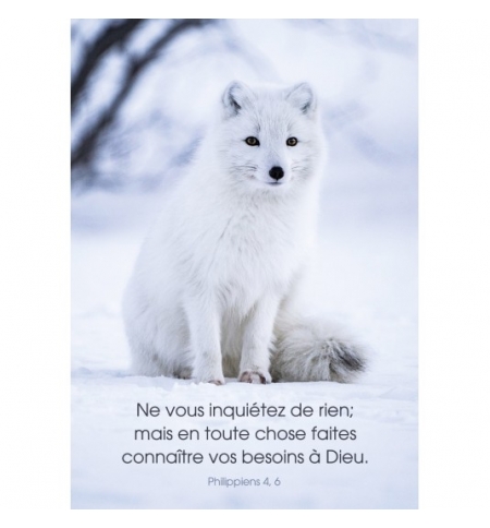 Carte Avec Verset Renard arctique sur la neige