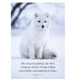 Carte Avec Verset Renard arctique sur la neige