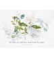 Carte Avec Verset Fleurs blanches et feuilles sur fond blanc