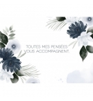 CARTE Avec message Fleurs bleu nuit en aquarelle