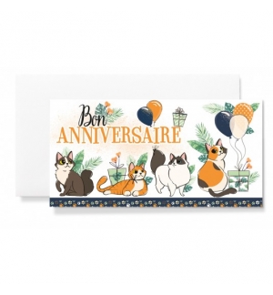 MAXI CARTE : Chats, ballons et cadeaux