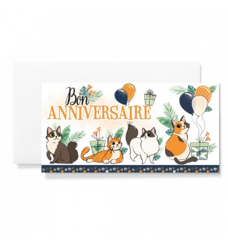 MAXI CARTE : Chats, ballons et cadeaux MAXI CARTE : Chats, ballons et cadeaux