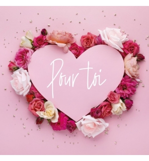 Carte Double Carre Coeur entouré de roses