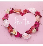 Carte Double Carre Coeur entouré de roses