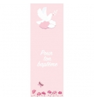 SIGNET Colombe sur fond rose "Pour ton baptême"