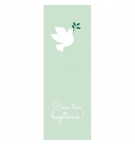 SIGNET Colombe sur fond vert "Pour ton baptême"