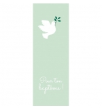SIGNET Colombe sur fond vert "Pour ton baptême"