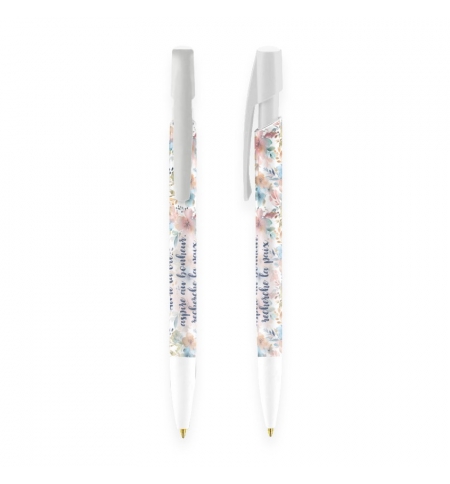 Stylo Motifs floraux pastels "Aime la vie..." Stylo Motifs floraux pastels "Aime la vie..."