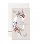 Carnet Sc Fleurs et papillons sur fond gris Carte condoléances