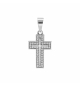 PENDENTIF ARGENT PLATINÉ CROIX AVEC OXYDES BLANCS 17 X 16MM