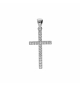 PENDENTIF ARGENT PLATINÉ CROIX AVEC OXYDES BLANCS 25 X 14MM