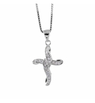 COLLIER ARGENT RHODIÉ PENDENTIF CROIX dim 20 x 15 mm STYLISEE OXYDES SERTIS 42CM