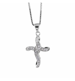 COLLIER ARGENT RHODIÉ PENDENTIF CROIX dim 20 x 15 mm STYLISEE OXYDES SERTIS 42CM
