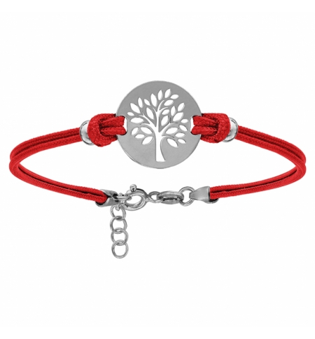 BRACELET ARGENT RHODIÉ CORDON DOUBLE ROUGE INTERCHANGEABLE RONDELLE GRAVURE ARBR BRACELET ARGENT RHODIÉ CORDON DOUBLE ROUGE INTERCHANGEABLE RONDELLE GRAVURE ARBR