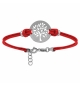 BRACELET ARGENT RHODIÉ CORDON DOUBLE ROUGE INTERCHANGEABLE RONDELLE GRAVURE ARBR