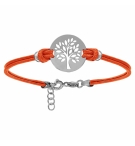 BRACELET ARGENT RHODIÉ CORDON DOUBLE ORANGE INTERCHANGEABLE RONDELLE GRAVURE ARB