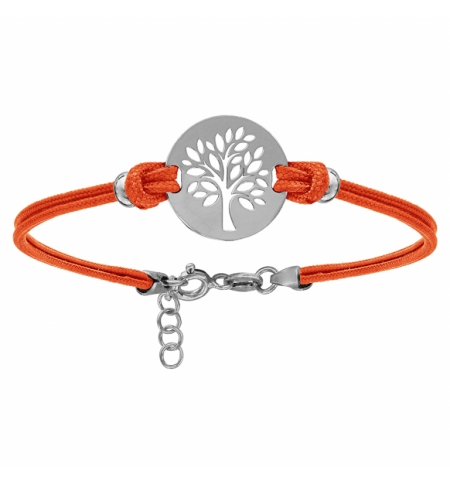 BRACELET ARGENT RHODIÉ CORDON DOUBLE ORANGE INTERCHANGEABLE RONDELLE GRAVURE ARB BRACELET ARGENT RHODIÉ CORDON DOUBLE ORANGE INTERCHANGEABLE RONDELLE GRAVURE ARB