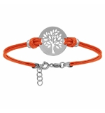 BRACELET ARGENT RHODIÉ CORDON DOUBLE ORANGE INTERCHANGEABLE RONDELLE GRAVURE ARB