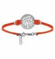 BRACELET ARGENT RHODIÉ CORDON DOUBLE ORANGE INTERCHANGEABLE RONDELLE GRAVURE ARB