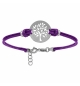 BRACELET ARGENT RHODIÉ CORDON DOUBLE VIOLET INTERCHANGEABLE RONDELLE GRAVURE ARB