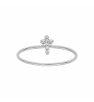 BAGUE ARGENT RHODIÉ PAMPILLE CROIX OXYDES BLANCS SERTIS