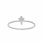 BAGUE ARGENT RHODIÉ PAMPILLE CROIX OXYDES BLANCS SERTIS