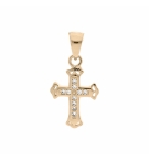 PENDENTIF PLAQUÉ OR CROIX OXYDES BLANCS SERTIS