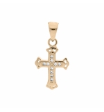 PENDENTIF PLAQUÉ OR CROIX OXYDES BLANCS SERTIS